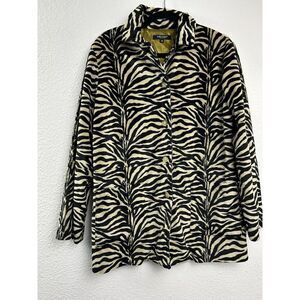 Karen‎ Kane Faux Fur Animal Print Size M Zebra Boho Jacket WhimsyGoth Coat Warm
